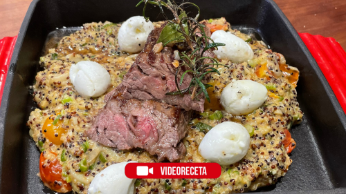 Arrachera con quinoa a la crema